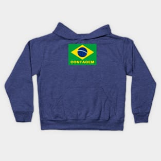 Contagem City in Brazilian Flag Kids Hoodie